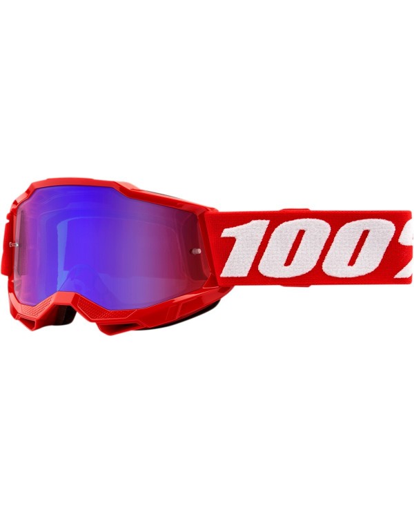 GAFAS 100% ACCURI 2 JR NEON RED RED/BLUE MIRROR