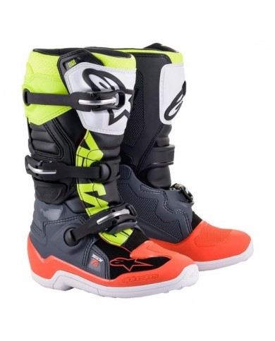 Botas Alpinestar Tech7S  Niño  Gris Rojo Fluo Amarillo Botas Alpinestar Tech7S  Niño  Gris Rojo Fluo Amarillo