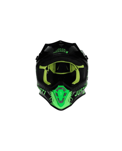 CASCO JUST1 J38 MASK COLOR VERDE FLUOR / TITANIUM / NEGRO