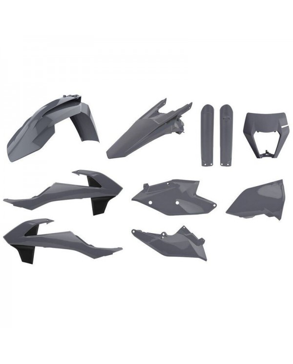 FULL KIT DE PLASTICOS POLISPORT KTM EXC / EXC-F (2017-2019) GRIS,90889