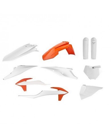 Full Kit Plásticos Polisport KTM SX/SX-F 19-22 Blanco/Naranja