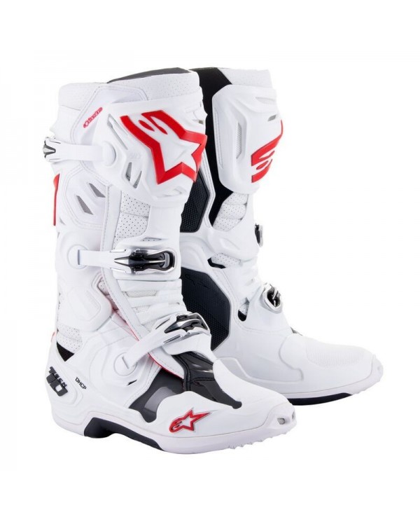 Botas, Alpinestars, Tech 10 ,Supervented, Blanco/Rojo Fluor,motocross,enduro