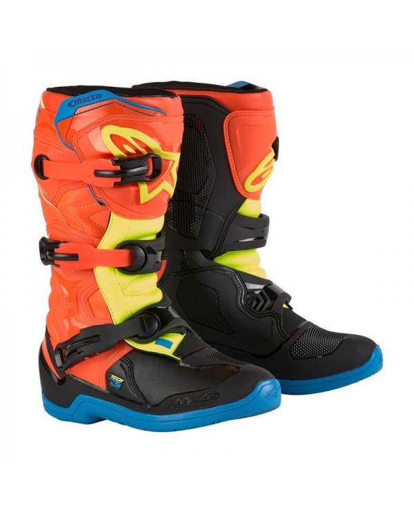 Botas Infantiles Alpinestars Tech 3S Naranja Fluor/Cyan/Amarillo Fluor