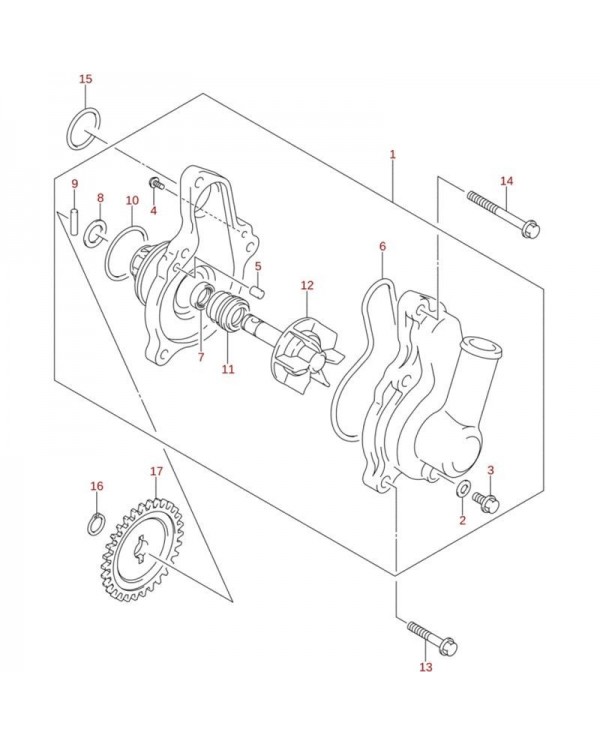 Cierre cojinete bomba agua original Suzuki LTZ 400 K5 K6 K7 (n7) y LTR 450 K6 K7 (n5)