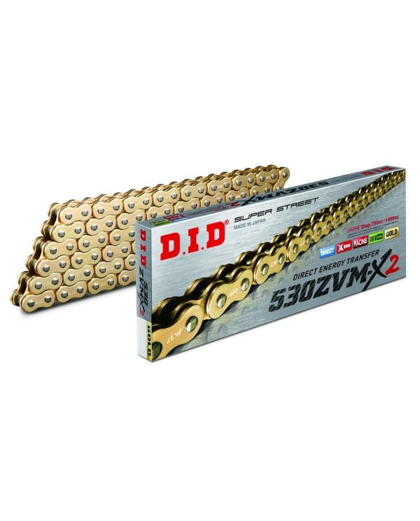 CADENA SUPERREFORZADA CON RETENES DID 530ZVM-X2 ORO