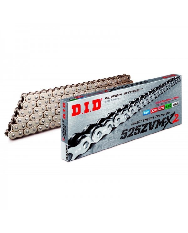 CADENA DID 525 ZVM-X2 CON X-RING PLATA