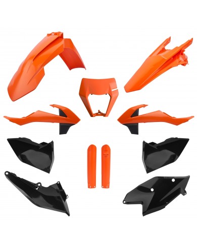 FULL KIT DE PLASTICOS POLISPORT KTM EXC / EXC-F (2017-2019) naranja/negro.91473