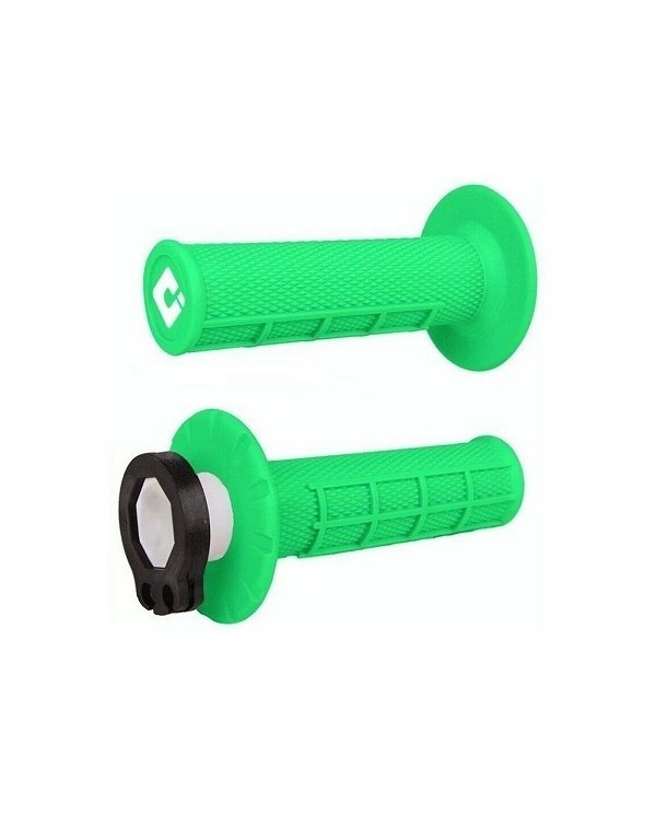 Puños ODI MX Lock On V2 Half Waffle 2/4 T Verde Fluor