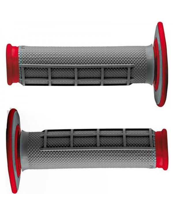 Puños Renthal Dual MX medio cuadradillo blando rojo