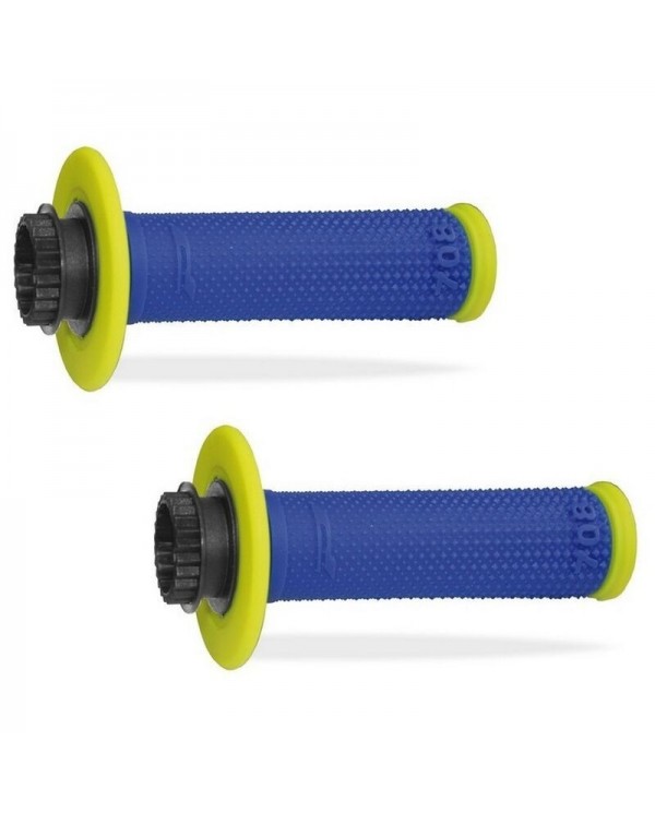 Puños Pro Grip 708 Lock On Doble Densidad Diamond Amarillo Flúor/Azul