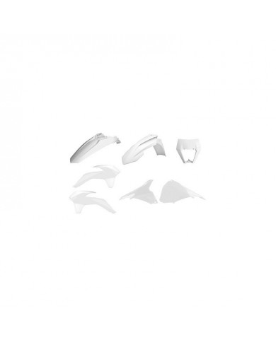 KIT RESTYLING KTM EXC/EXC-F (14-16) + GUARDABARROS DELANTERO + PORTAFAROS (17-19) Blanco