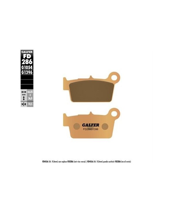PASTILLAS DE FRENO TRASERAS GALFER KAWASAKI KX 250 /F (2004-2023) KX/KXE 450 F (2006-2023)